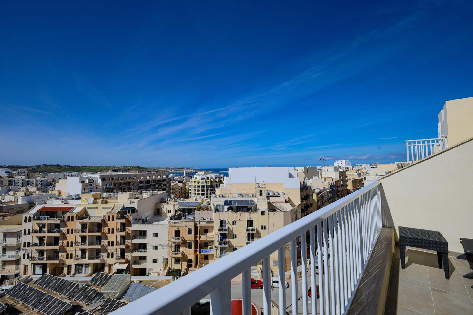 Spacious & Quietly Located 2bd Penthouse With Large Terrace & Distant Sea Views St. Paul's Bay